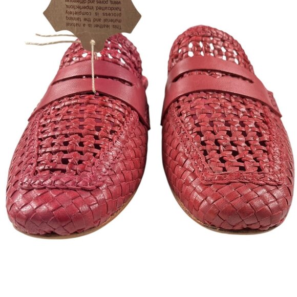 Bertuchi Genuine Leather Slip-On Mules Flats Loafers Woven Dark Pink Size 38 - Picture 2 of 16